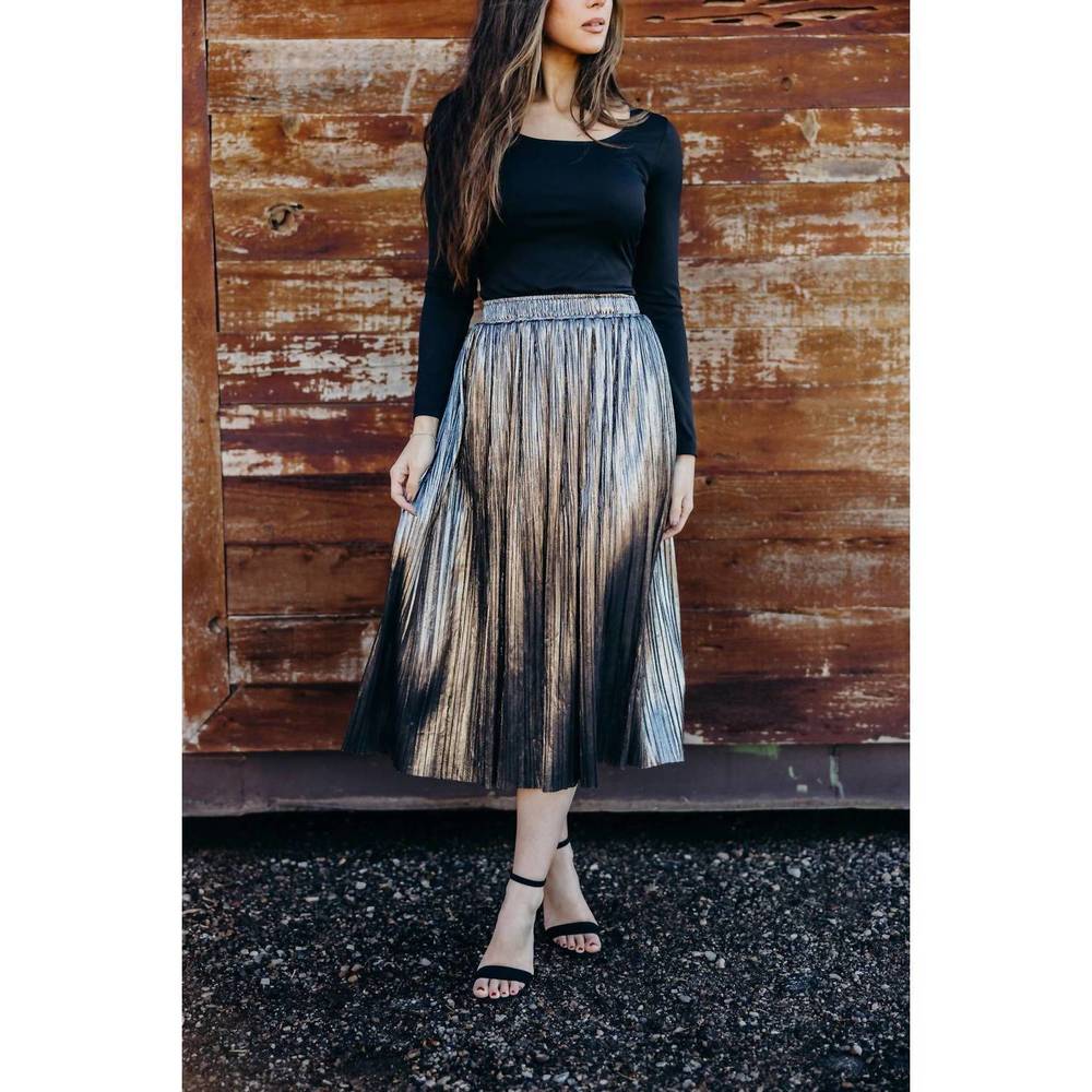 NEW MIKAROSE sally midi skirt in metallic stardusk